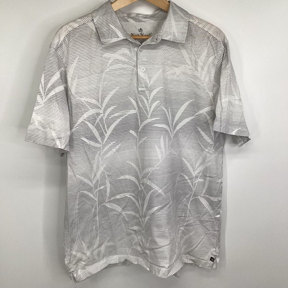Men's Nat Nast Cotton Blend Short Sleeve Polo Shirt white/gray‎ large